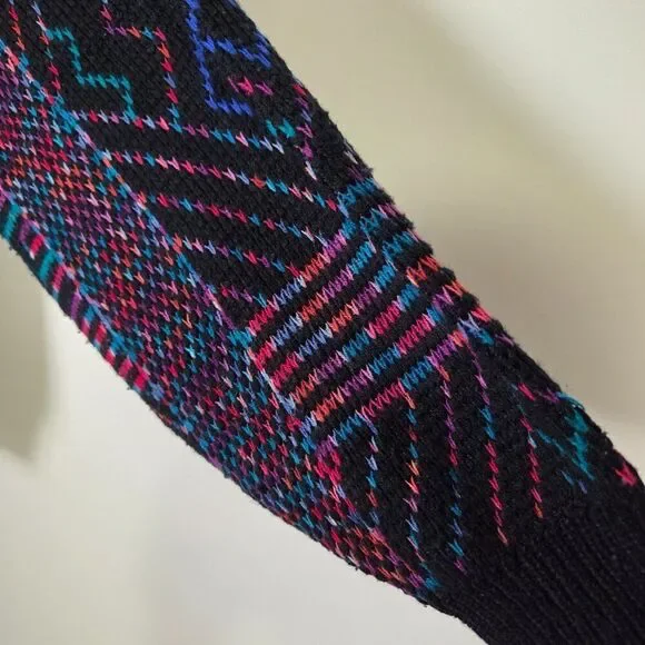 VINTAGE MULTICOLOR GEOMETRIC PATTERN CREW NECK PULLOVER SWEATER MEDIUM - Picture 6 of 13